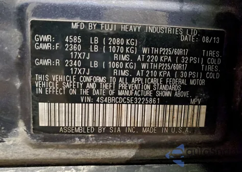 2014 Subaru Outback 2.5I Premium from USA, damaged, VIN 4S4BRCDC5E3225861